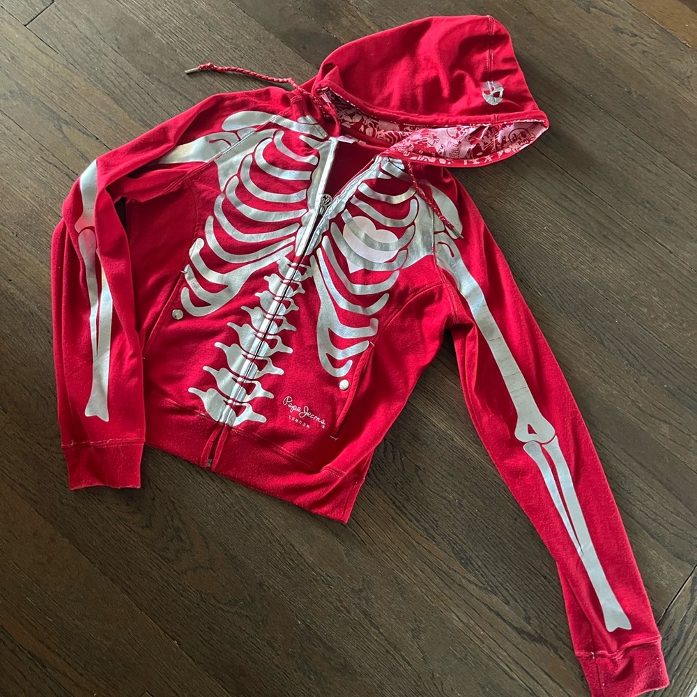 Red Skeleton Zip-Up Hoodie